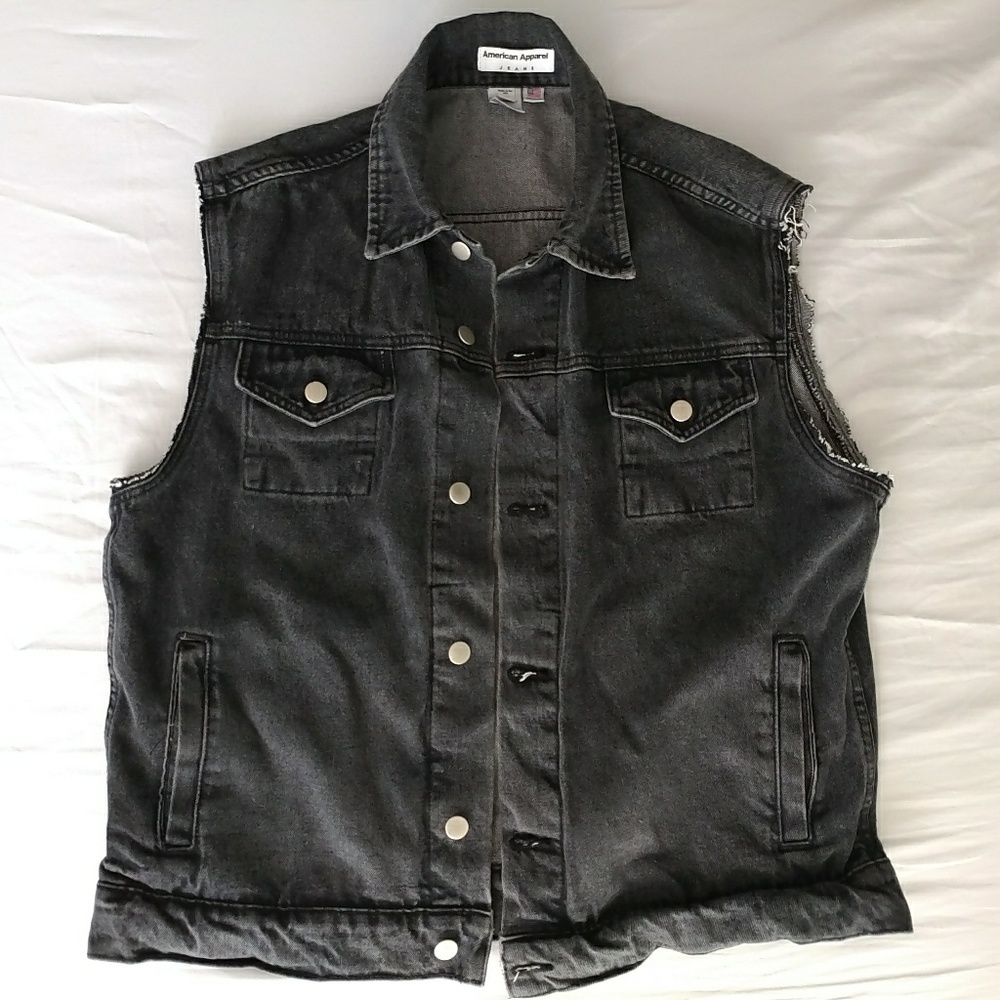 American Apparel Unisex Black Denim Vest Size: XL